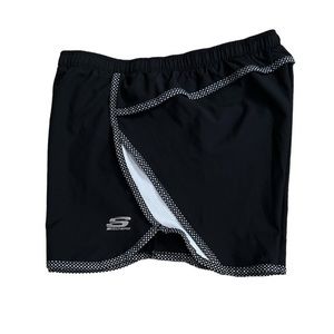 Skechers Women's Black White Stretch Activewear Inner Brief Athletic Short Sz. L